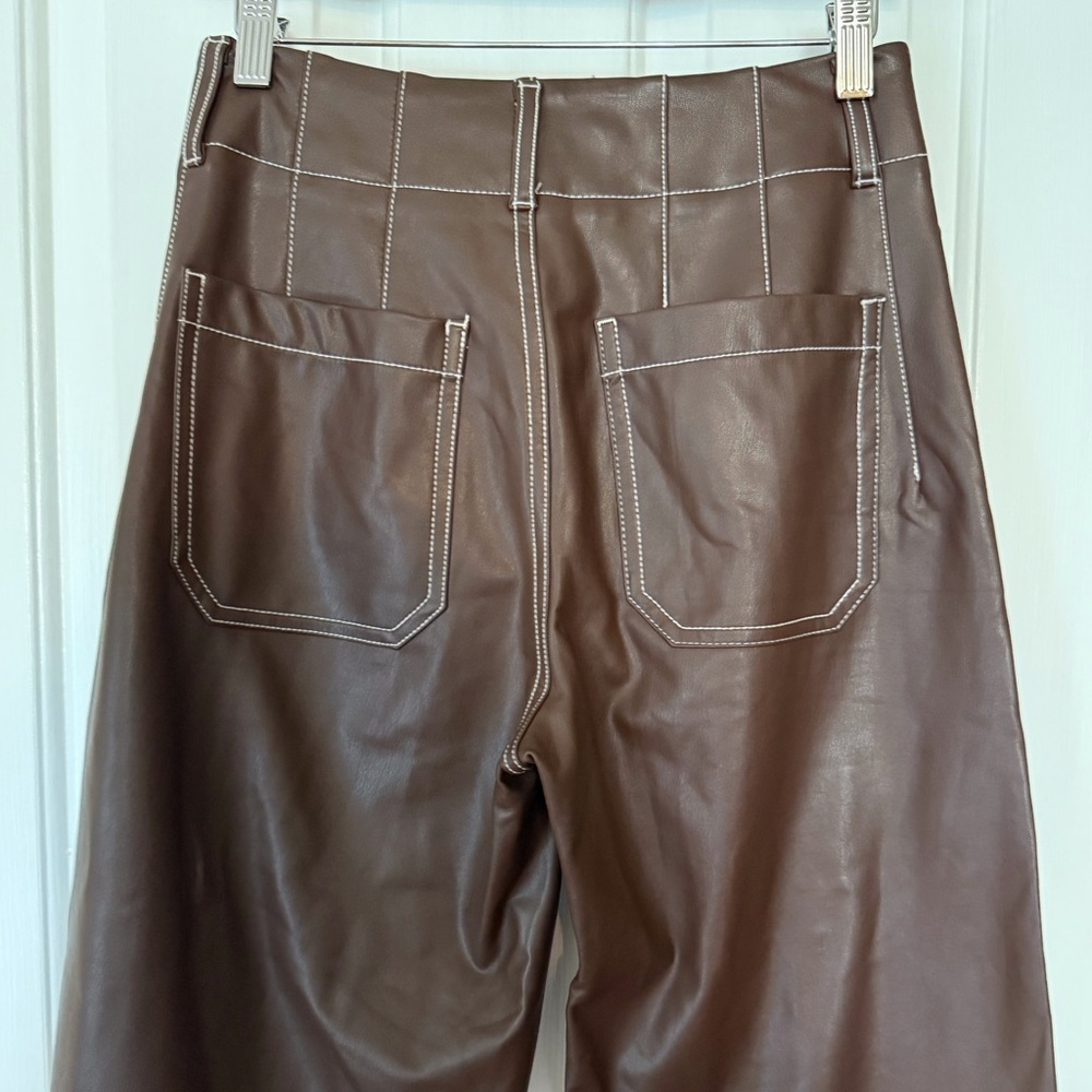 “MAEVE” Anthropologie Vegan Leather Colette Cropped Wide Leg Pant - Picture 13 of 16